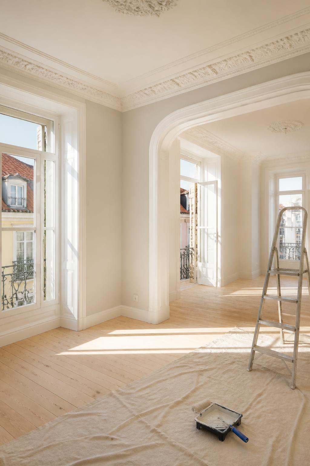 Interior em fase de acabamentos — obra Mestrescolha